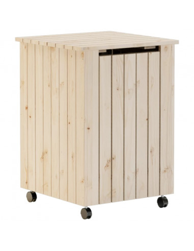 Cesta Biancheria con Ruote RANA 45x45x64 cm Legno Massello Pino