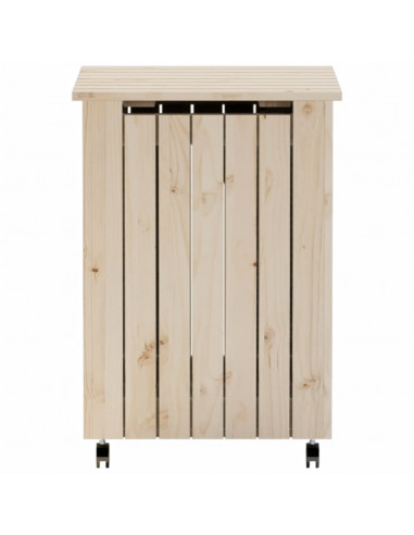 Cesta Biancheria con Ruote RANA 45x45x64 cm Legno Massello Pino