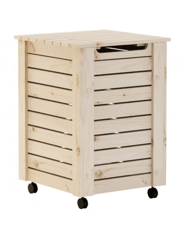 Cesta Biancheria con Ruote RANA 45x45x64 cm Legno Massello Pino