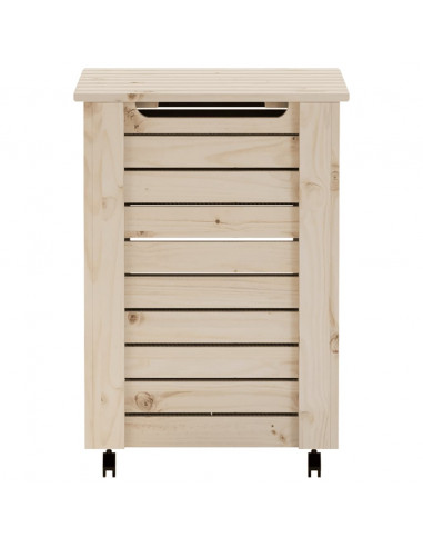 Cesta Biancheria con Ruote RANA 45x45x64 cm Legno Massello Pino