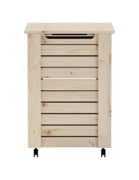 Cesta Biancheria con Ruote RANA 45x45x64 cm Legno Massello Pino