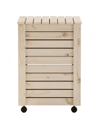 Cesta Biancheria con Ruote RANA 45x45x64 cm Legno Massello Pino