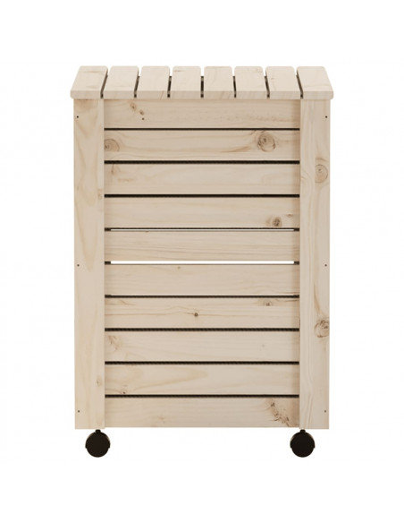 Cesta Biancheria con Ruote RANA 45x45x64 cm Legno Massello Pino