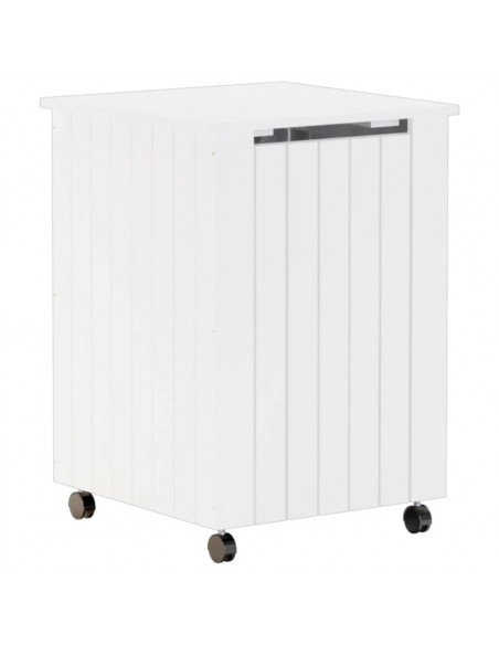 Cesta Biancheria con Ruote RANA Bianca 45x45x64cm Massello Pino