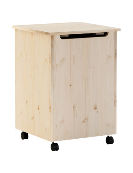 Cesta Biancheria con Ruote RANA 45x45x64 cm Legno Massello Pino
