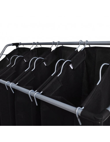 Classificatore lavanderia con 4 borse nero