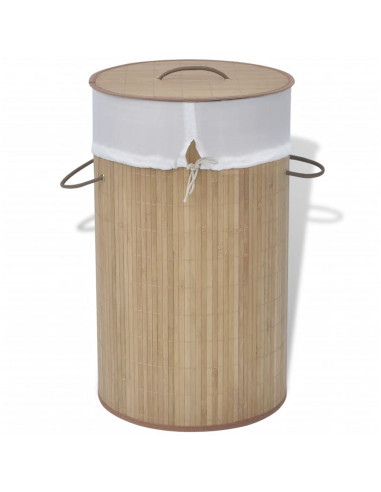 Cesto Portabiancheria in Bambù Rotondo Colore Naturale