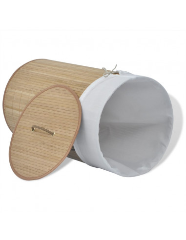 Cesto Portabiancheria in Bambù Rotondo Colore Naturale