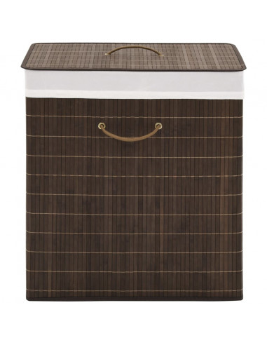 Cesto Portabiancheria in Bambù Rettangolare Marrone Scuro