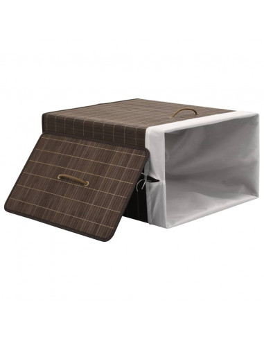 Cesto Portabiancheria in Bambù Rettangolare Marrone Scuro