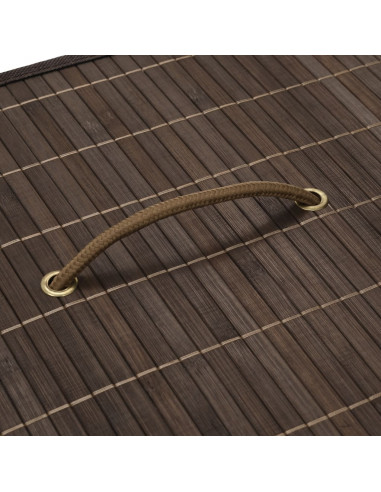 Cesto Portabiancheria in Bambù Rettangolare Marrone Scuro