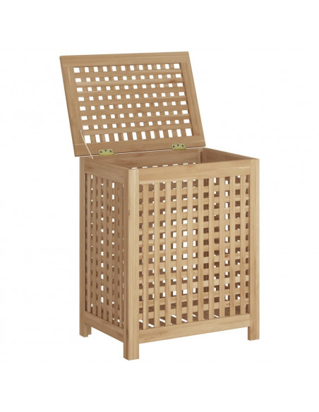 Cesto del Bucato 50x35x60 cm in Legno Massello di Teak