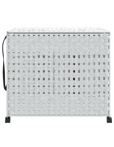 Cesto Portabiancheria con Ruote Bianco 66x35x60 cm Rattan