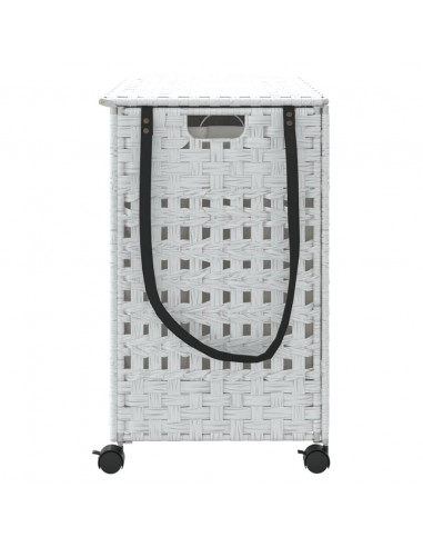 Cesto Portabiancheria con Ruote Bianco 66x35x60 cm Rattan