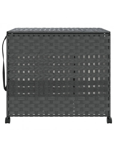 Cesto Portabiancheria con Ruote Grigio 66x35x60 cm Rattan