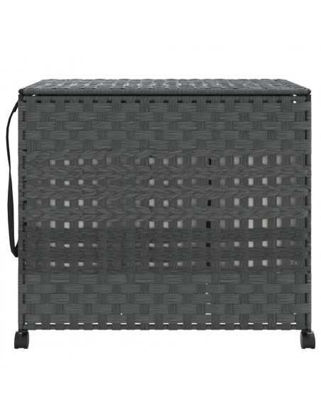 Cesto Portabiancheria con Ruote Grigio 66x35x60 cm Rattan