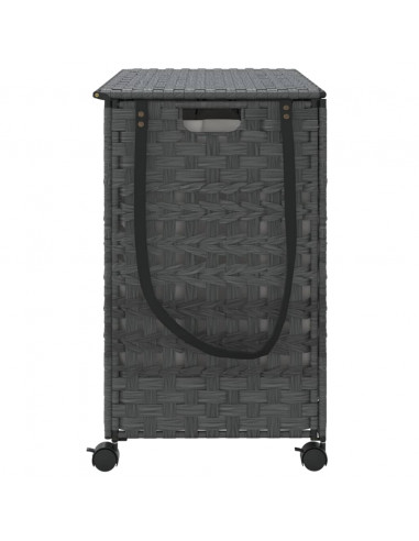 Cesto Portabiancheria con Ruote Grigio 66x35x60 cm Rattan