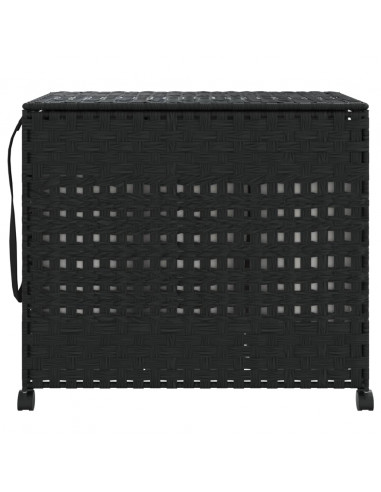 Cesto Portabiancheria con Ruote Nero 66x35x60 cm Rattan