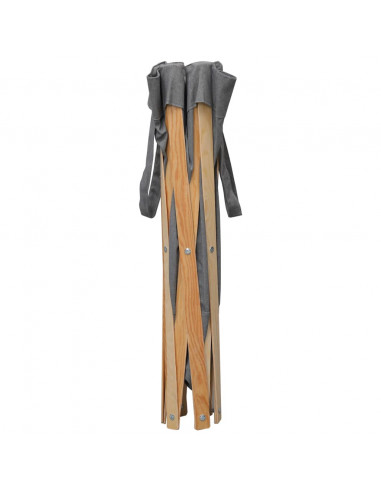 Cesto della Biancheria Pieghevole Grigio Legno e Tessuto