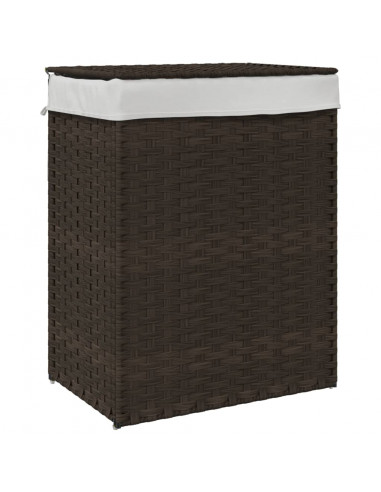 Cesto Biancheria Coperchio Marrone Scuro 46x33x60 cm Polyrattan