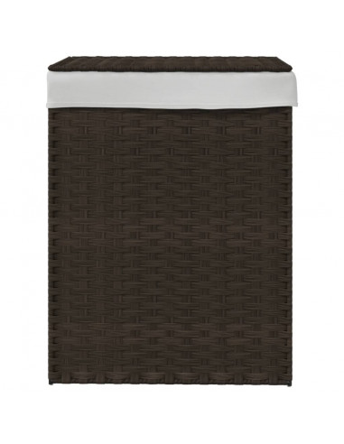 Cesto Biancheria Coperchio Marrone Scuro 46x33x60 cm Polyrattan