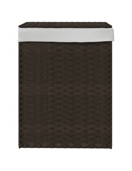 Cesto Biancheria Coperchio Marrone Scuro 46x33x60 cm Polyrattan