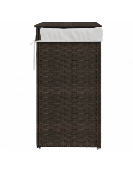 Cesto Biancheria Coperchio Marrone Scuro 46x33x60 cm Polyrattan