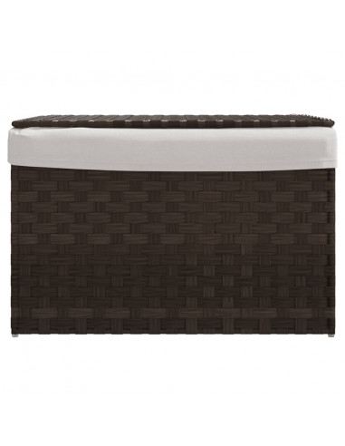Cesto Biancheria Coperchio Marrone Scuro 55,5x35x34 Polyrattan