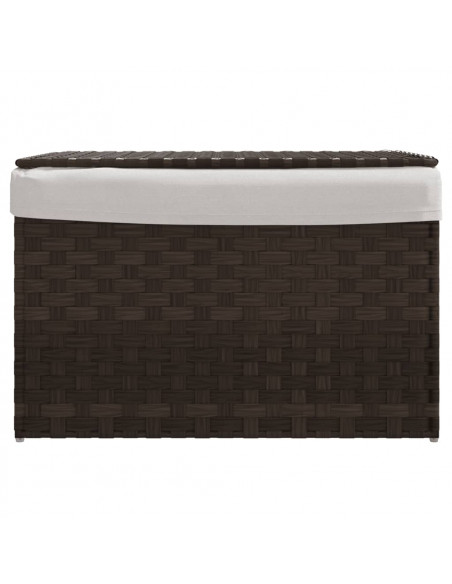 Cesto Biancheria Coperchio Marrone Scuro 55,5x35x34 Polyrattan