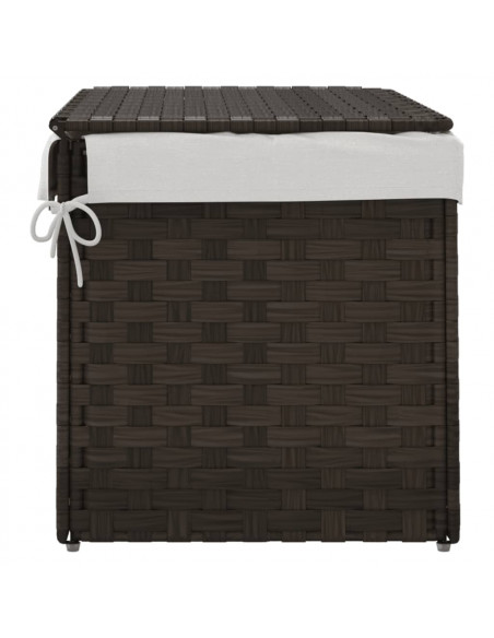 Cesto Biancheria Coperchio Marrone Scuro 55,5x35x34 Polyrattan