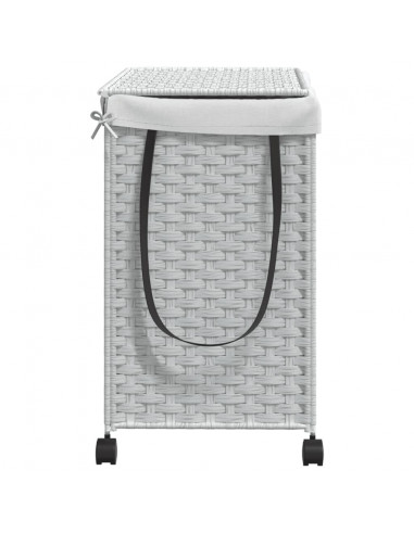 Cesto Portabiancheria con Ruote Bianco 60x35x60,5 cm Rattan