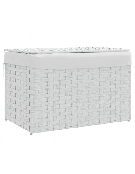 Cesto Portabiancheria Coperchio Bianco 55,5x35x34 cm Polyrattan