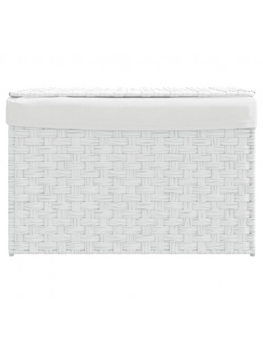 Cesto Portabiancheria Coperchio Bianco 55,5x35x34 cm Polyrattan