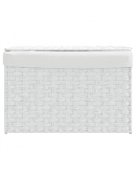 Cesto Portabiancheria Coperchio Bianco 55,5x35x34 cm Polyrattan