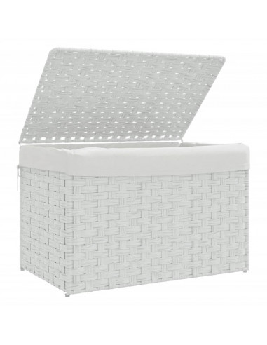 Cesto Portabiancheria Coperchio Bianco 55,5x35x34 cm Polyrattan