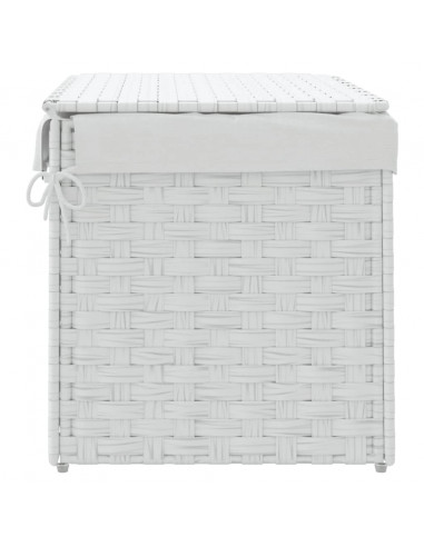 Cesto Portabiancheria Coperchio Bianco 55,5x35x34 cm Polyrattan