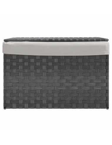 Cesto Portabiancheria Coperchio Grigio 55,5x35x34 cm Polyrattan