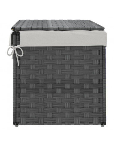 Cesto Portabiancheria Coperchio Grigio 55,5x35x34 cm Polyrattan