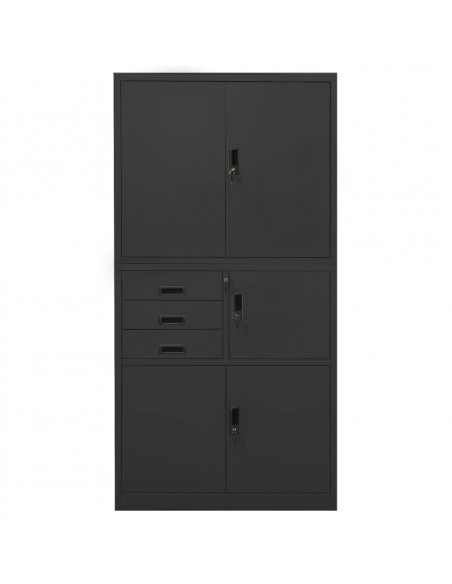 Armadio per Ufficio Antracite 90x40x180 cm in Acciaio