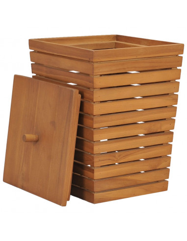 Cesto Portabiancheria 30x30x45 cm in Massello di Teak