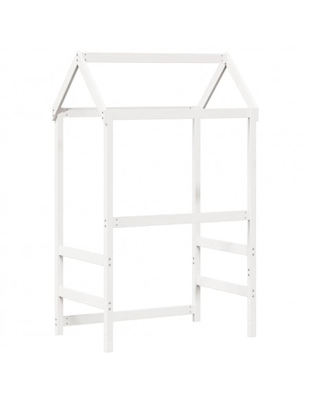 Tetto Letto Bambini Bianco 108x70x176,5 cm Legno Massello Pino
