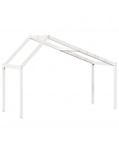 Tetto Letto Bambini Bianco 203x95,5x142 cm Legno Massello Pino
