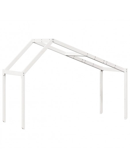 Tetto Letto Bambini Bianco 203x95,5x142 cm Legno Massello Pino