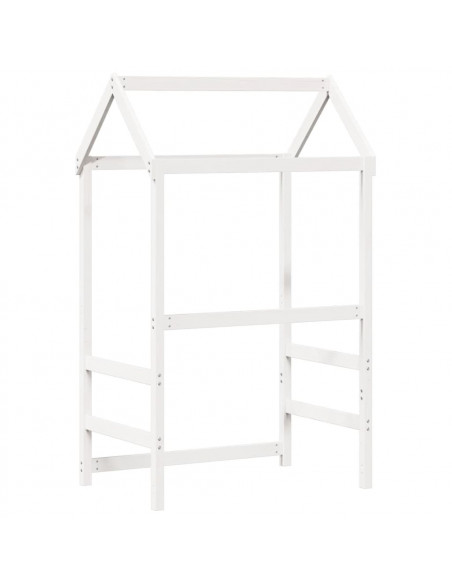 Tetto Letto Bambini Bianco 98x70x176,5 cm Legno Massello Pino
