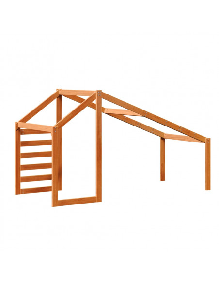 Tetto Letto Bambini Marrone Cera 188x97x113 Legno Massello Pino