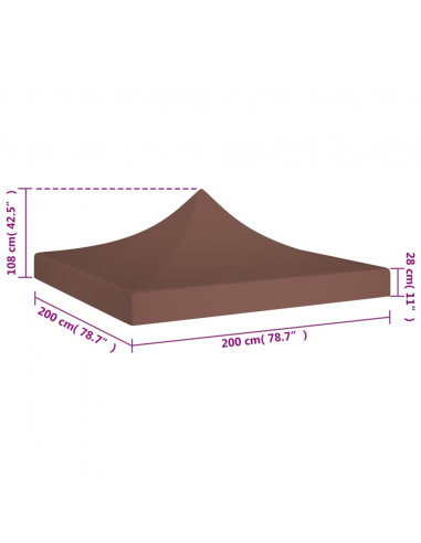 Tetto per Tendone per Feste 2x2 m Marrone 270 g/m²