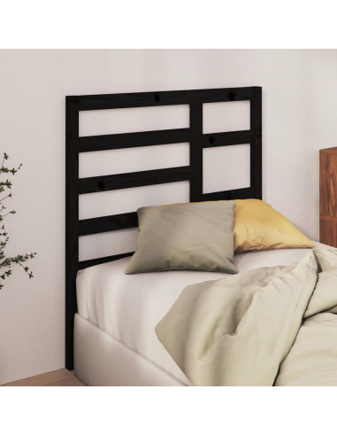 Testiera per Letto Nera 96x4x104 cm in Legno Massello di Pino