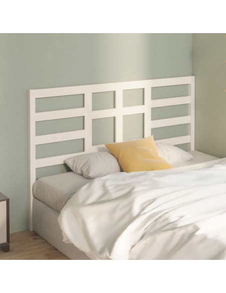 Testiera per Letto Bianca 146x4x104cm in Legno Massello di Pino