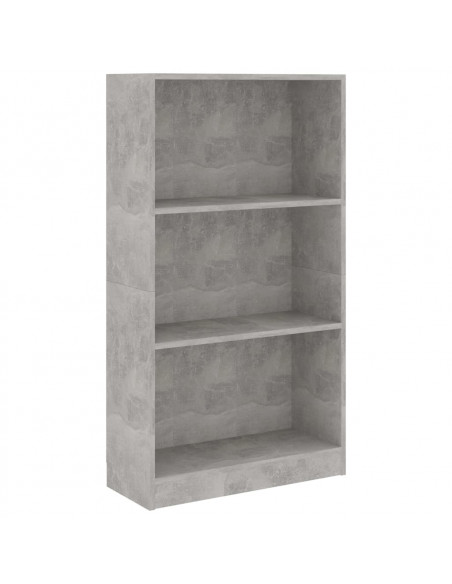 Libreria a 3 Ripiani Cemento 60x24x109 cm in Legno Multistrato
