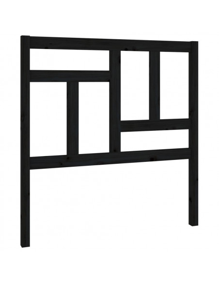 Testiera per Letto Nera 80,5x4x100 cm in Legno Massello di Pino